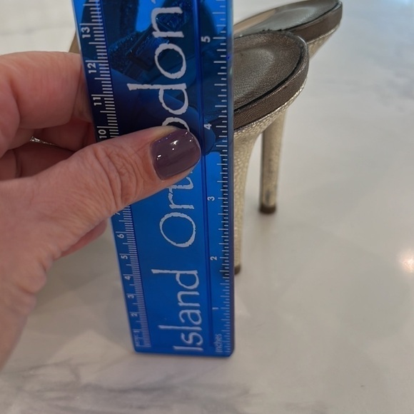 JIMMY CHOO SILVER SEQUIN EVENING PLATFORM SLINGBACK OPEN TOE HEELS SIZE 40 (9) - Picture 6 of 12